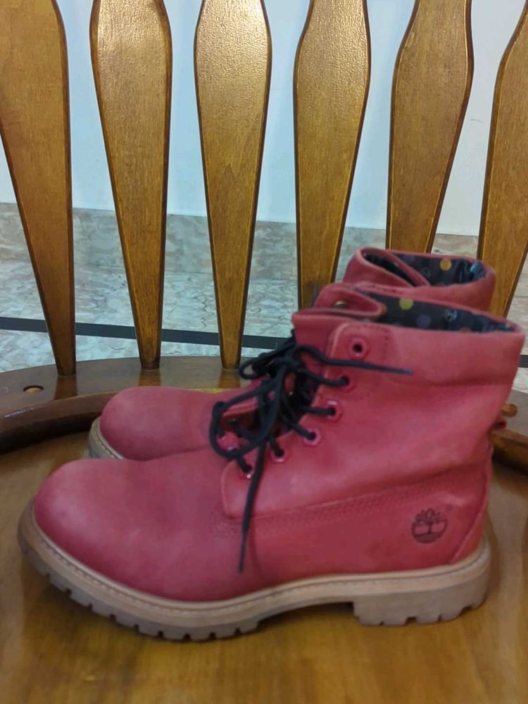 Timberland Red Lace-Up Boots