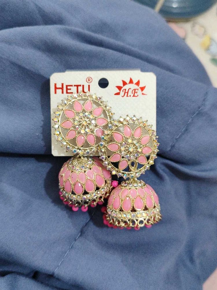 Pretty Pink Jhumka Earrings