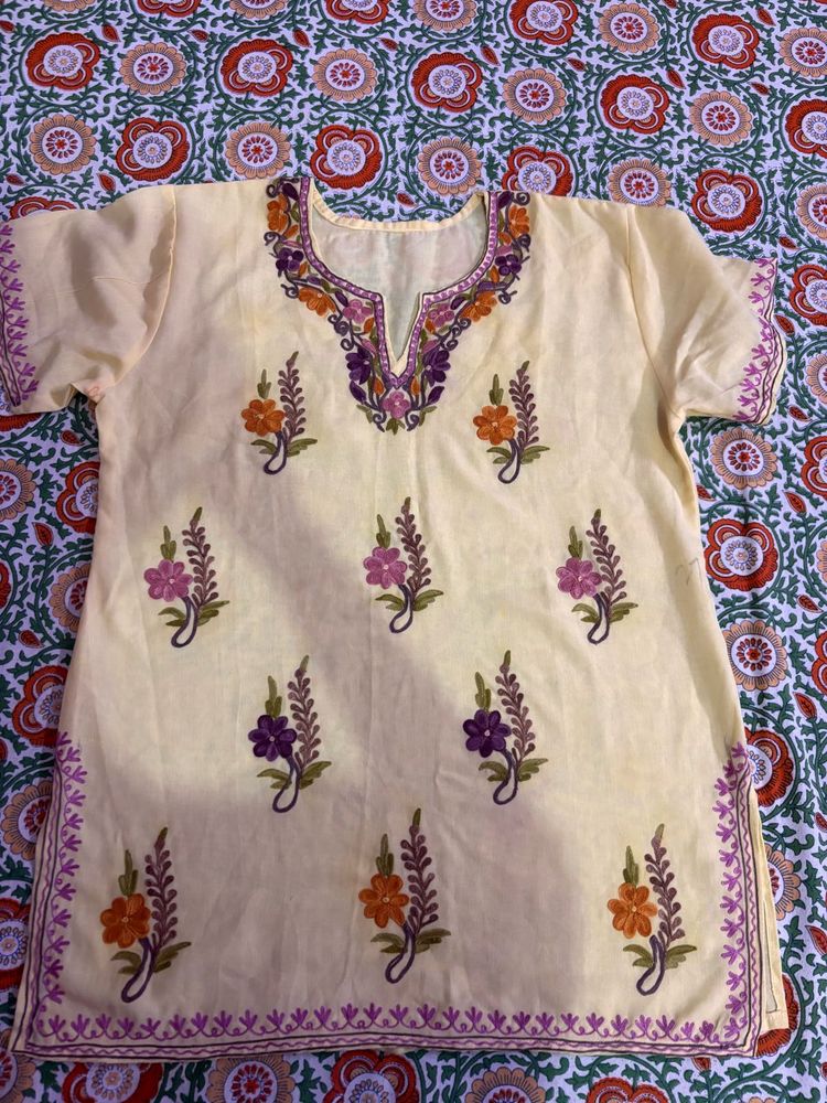 Embroidered Yellow Kurta