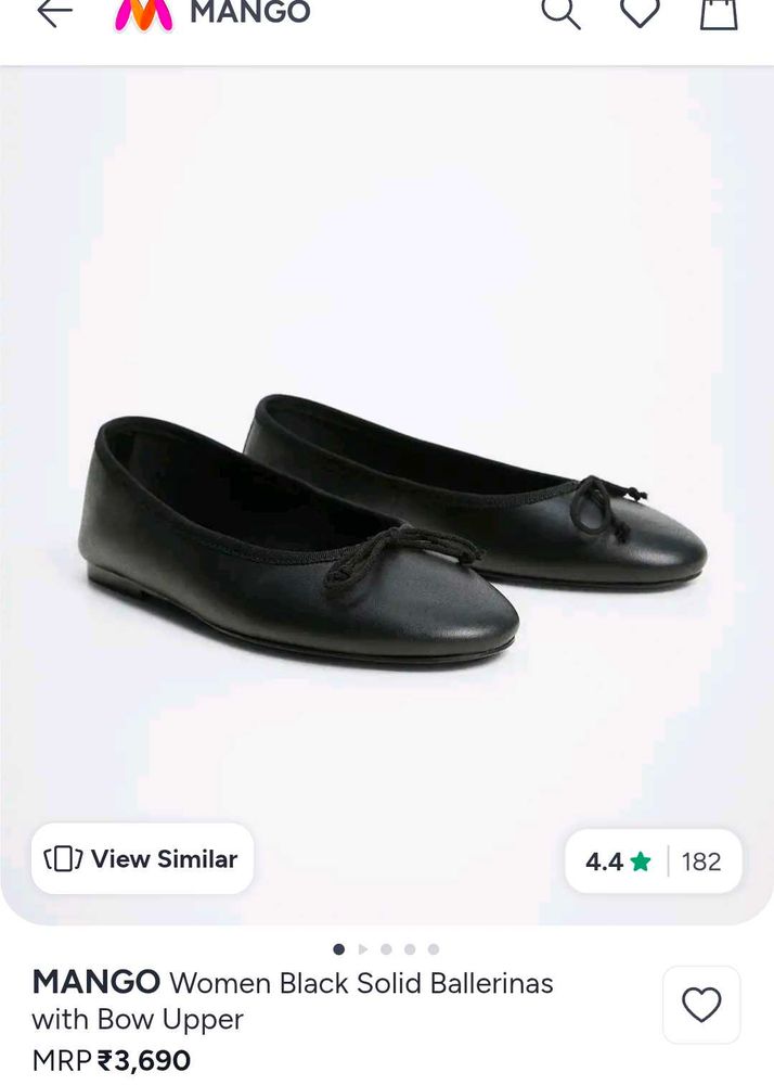 Mango Black Bow Ballerinas