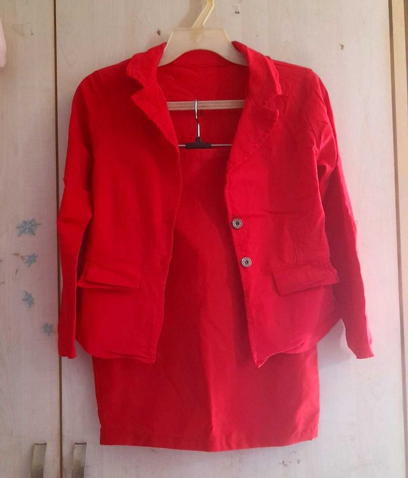Red co-ord Jacket + skirt