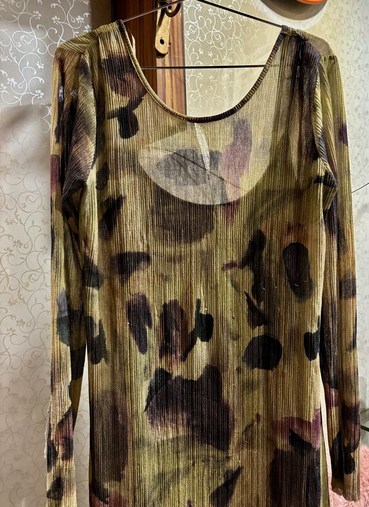 Patterned Long Sleeve Dress