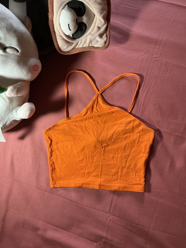 H&amp;M Orange Cropped Tank Top