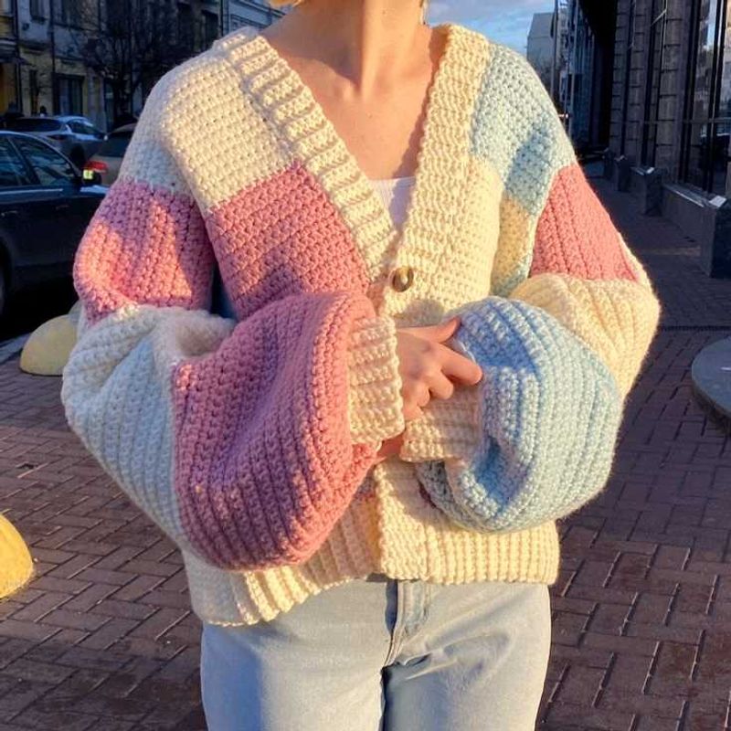 Colorful Crochet Patchwork Cardigan