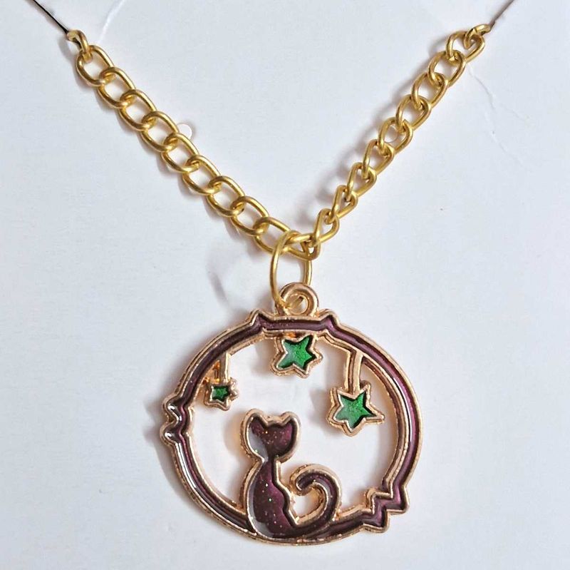 Cute Cat &amp; Stars Pendant Necklace