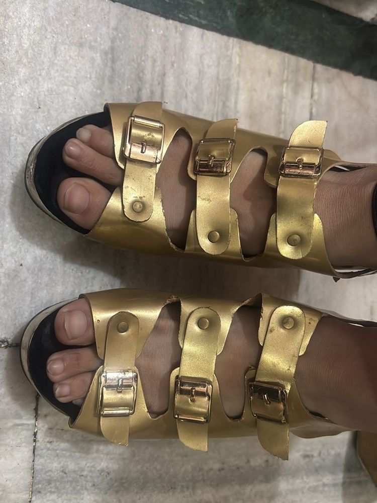 Gold Buckled Gladiator Sandals