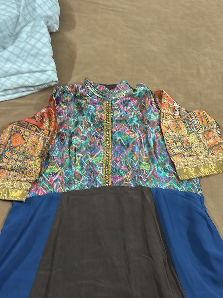 pure crepe with  satin vibrant ethnic go