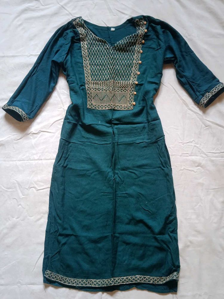 Beautiful Teal Embroidered Kurta