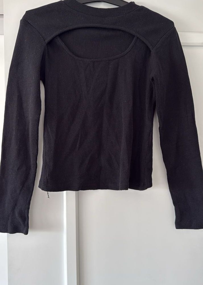 Black Cutout Long Sleeve Top, Bust- 34/32