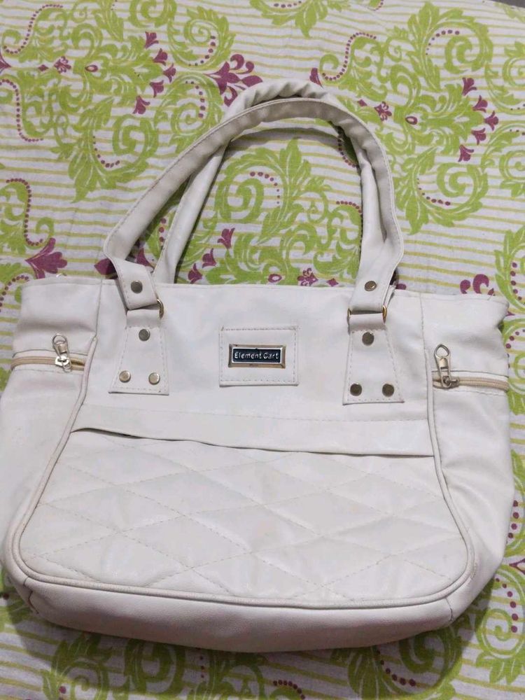 Chic White Quilted Tote Bag