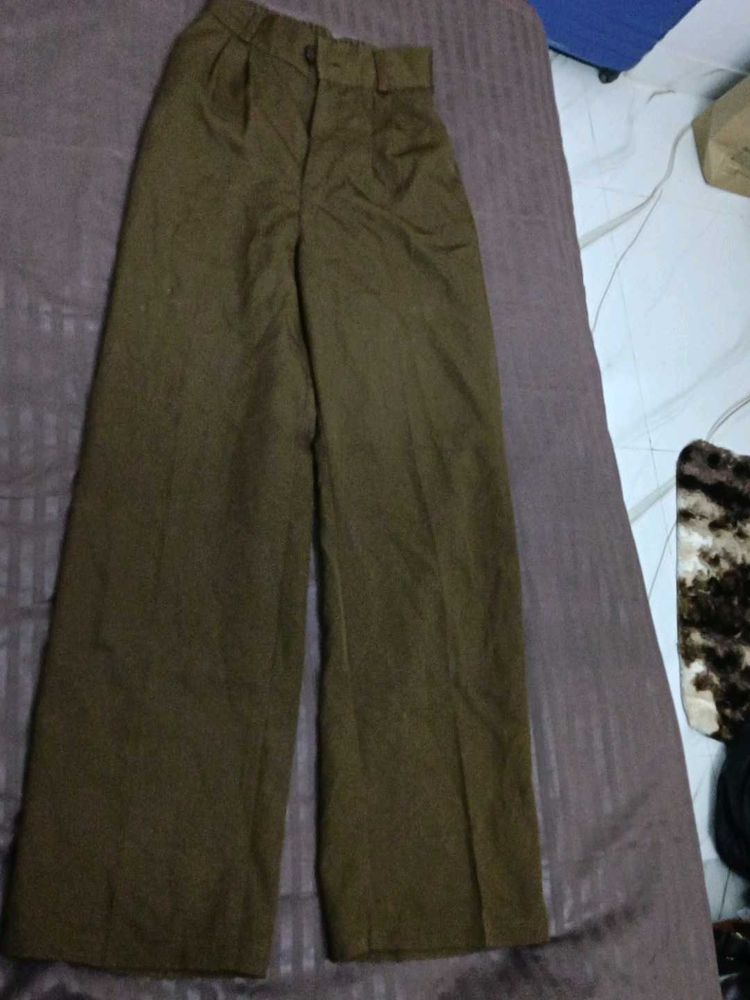 Olive Green Wide Leg Trousers