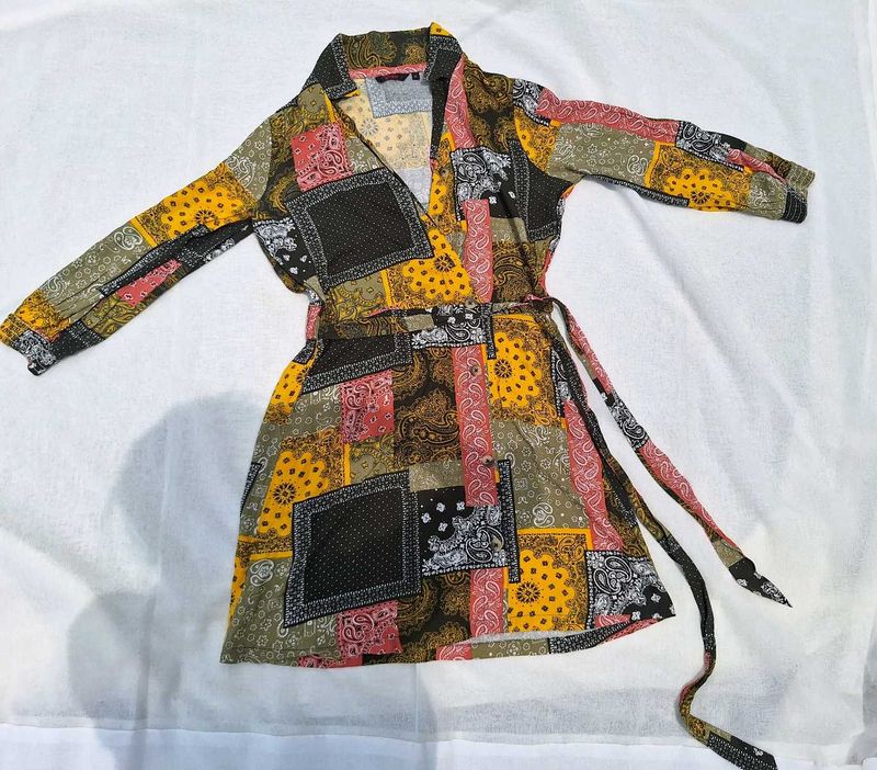 Boho Patchwork Wrap Dress