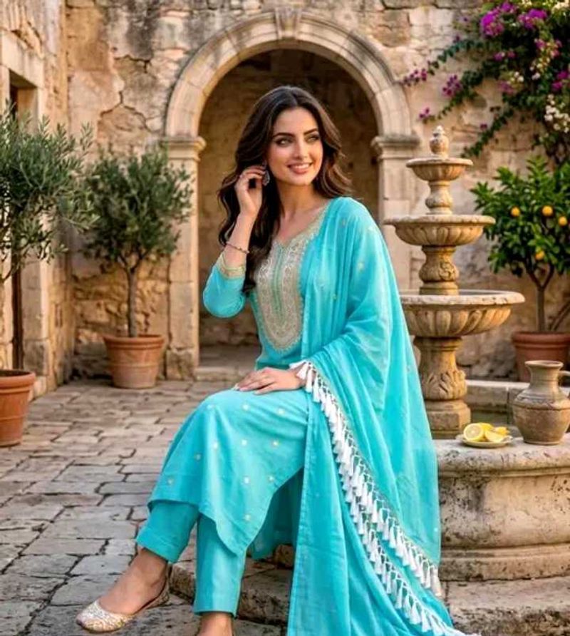 Radheykrishn embroidered kurti, trouser/pant &amp; dup