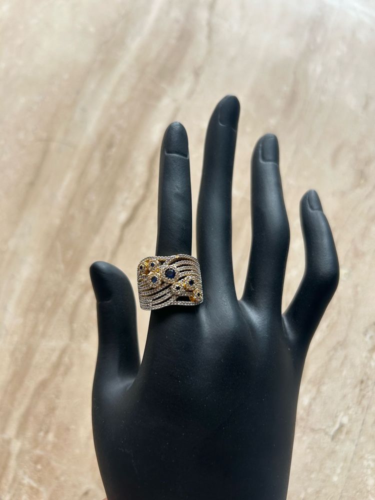 Statement Ring with Gemstones blue sapphire