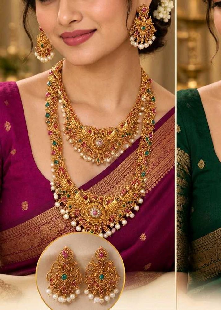Exquisite Gold-Plated Indian Jewelry Set