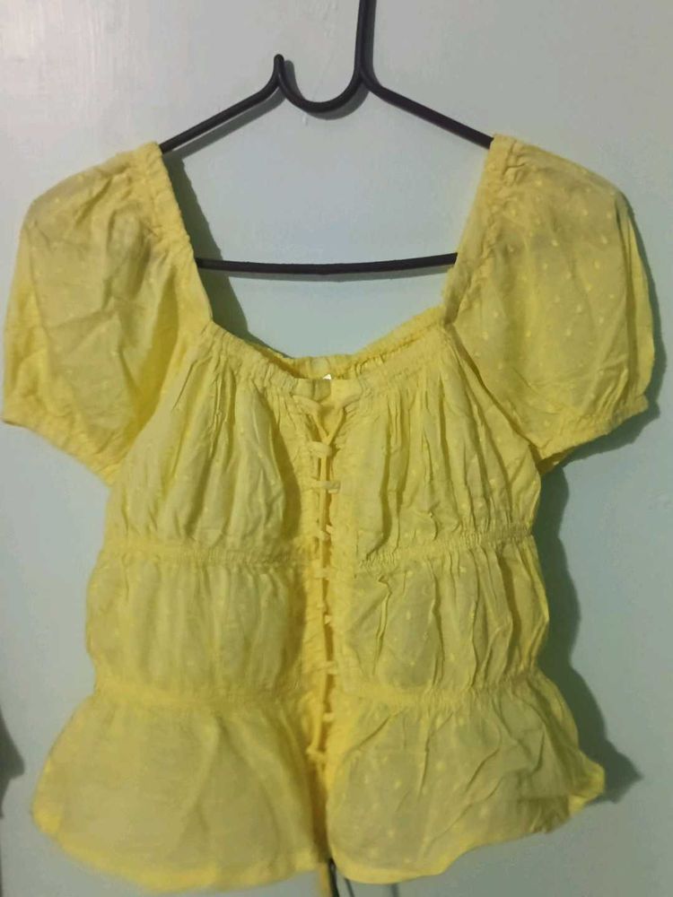 light Yellow Peplum Top