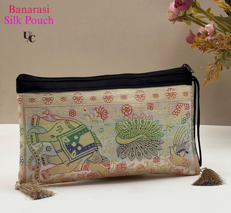 Elegant Banarasi Silk Pouch Clutch
