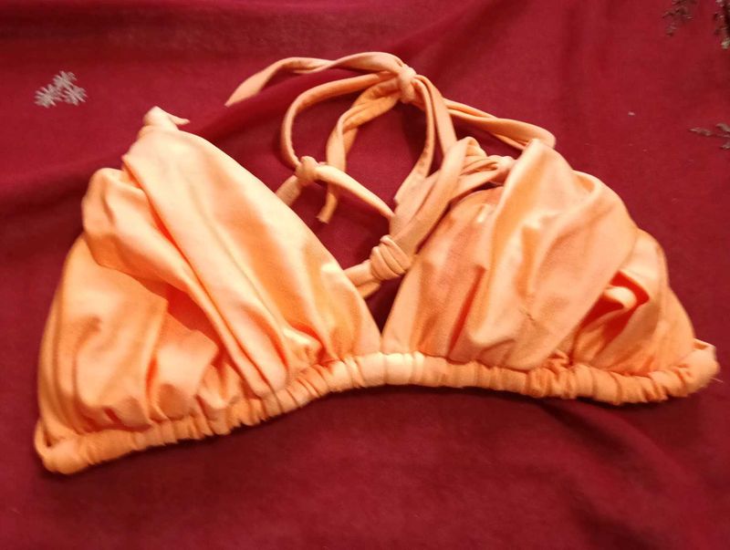 Coral Ruched Bikini Top