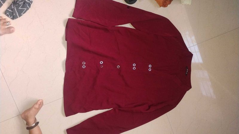 Stylish Maroon Long Sleeve Top