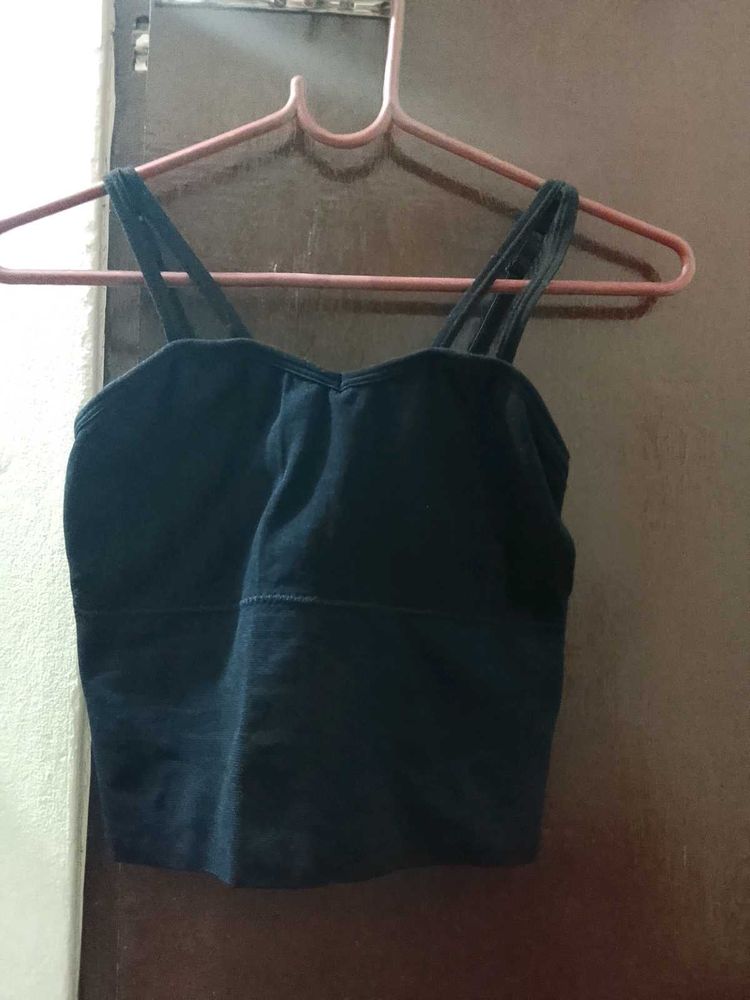 Black Spaghetti Strap Crop Top