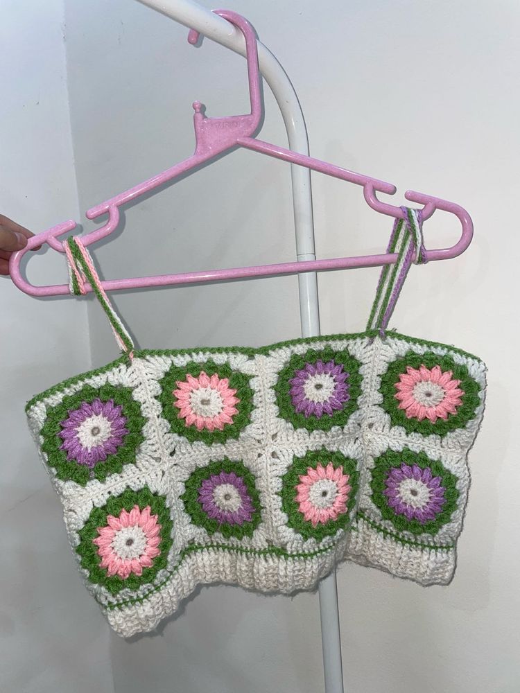 Crochet Floral Crop Top