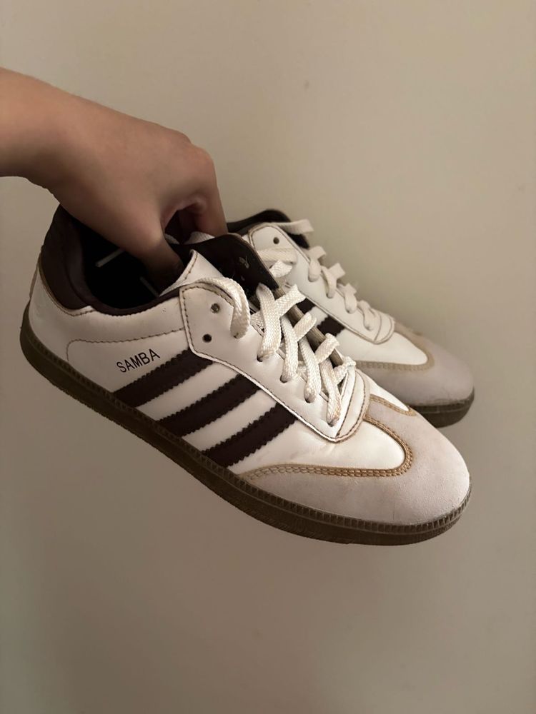 Adidas Samba White &amp; Brown Sneakers