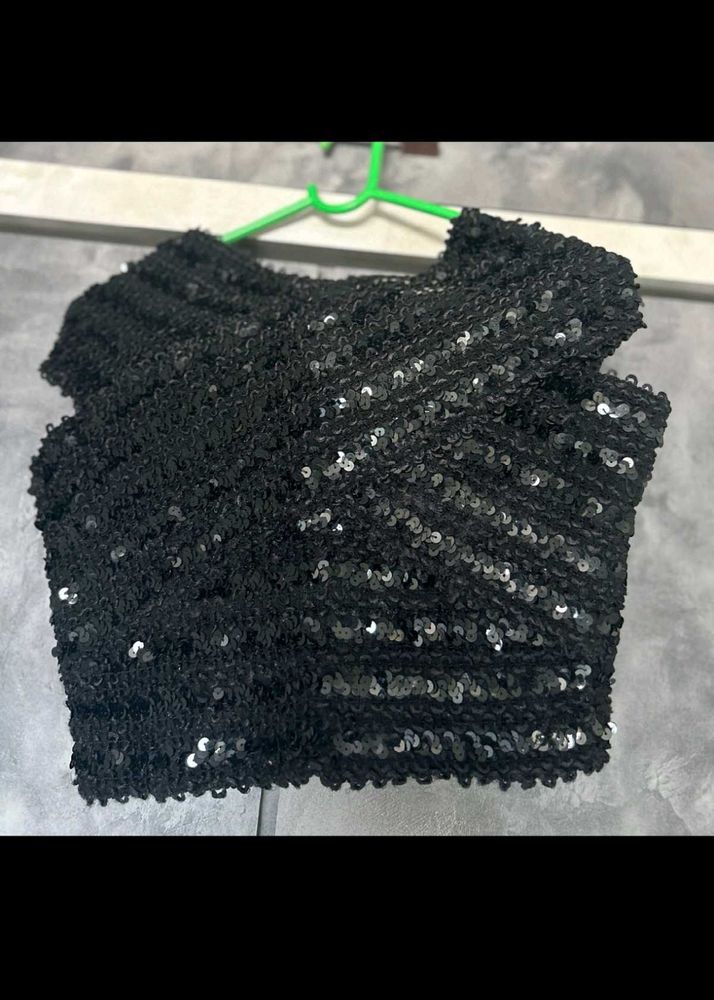 Sparkling Black Sequin Blouse