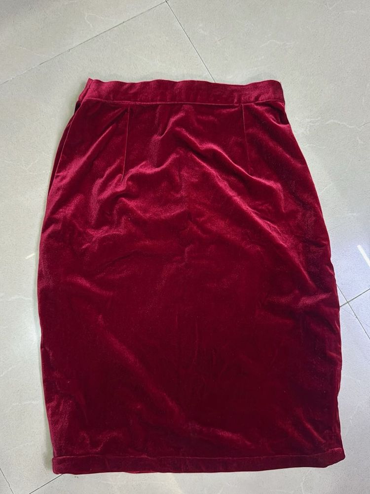 Velvet Pencil Skirt