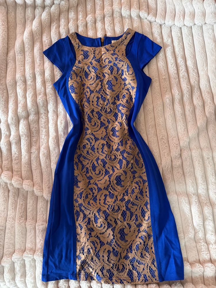 AND Blue Lace Sheath Dress
