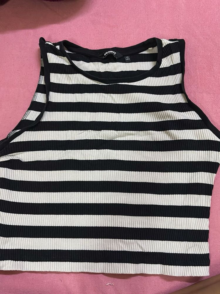 Striped Ribbed Crop Tank Top