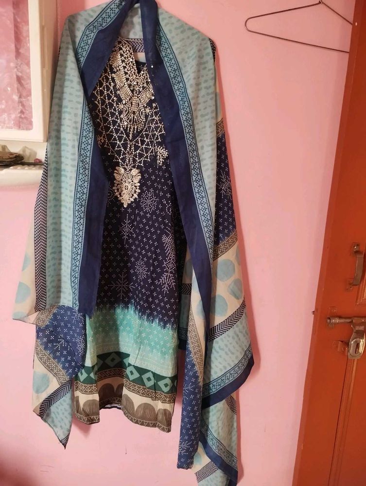 Beautiful Blue &amp; Teal Ethnic Kurta Set