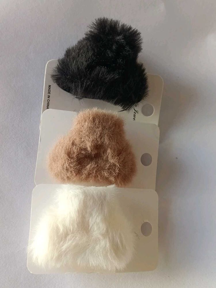 Fuzzy Hair Claw Clips(set of 3)