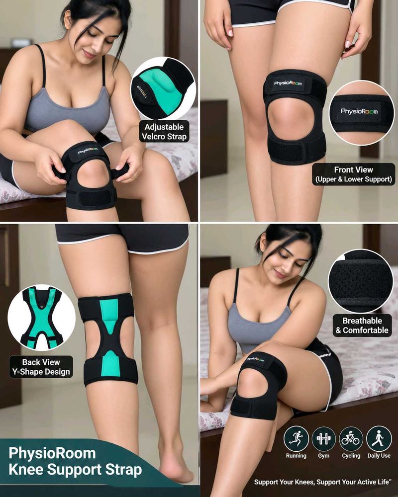 Adjustable Knee Support, Black &amp; Green, 2 Count