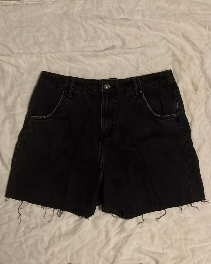Black Denim Cutoff Shorts