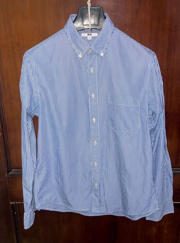 Uniqlo Blue Striped Button-Down Shirt