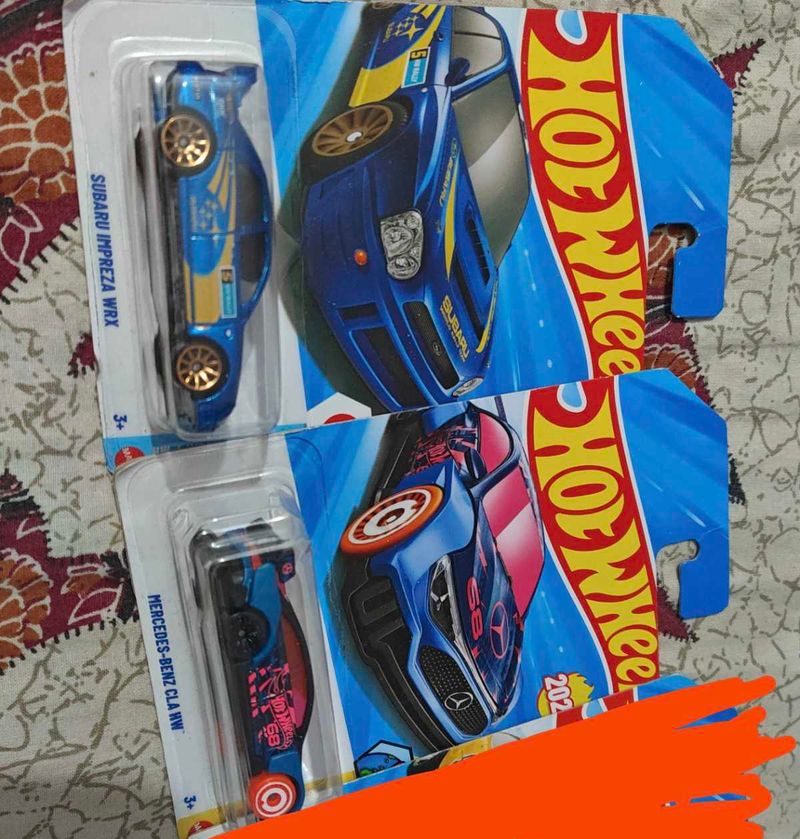 Set of Subaru and Mercedes Hot wheels