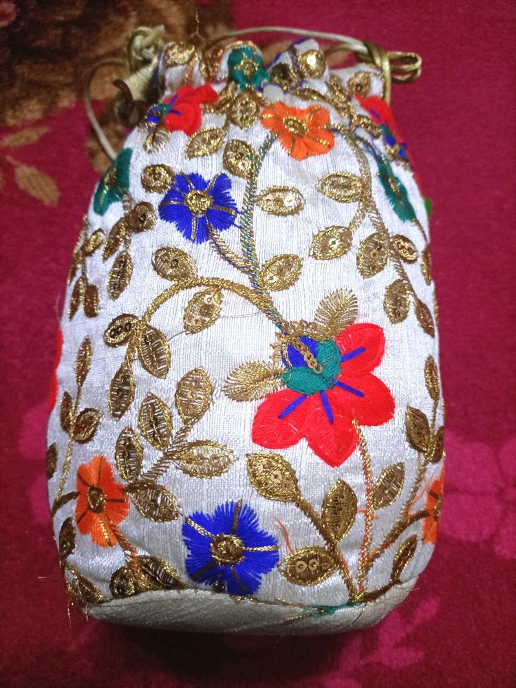 Floral Embroidered Potli Bag