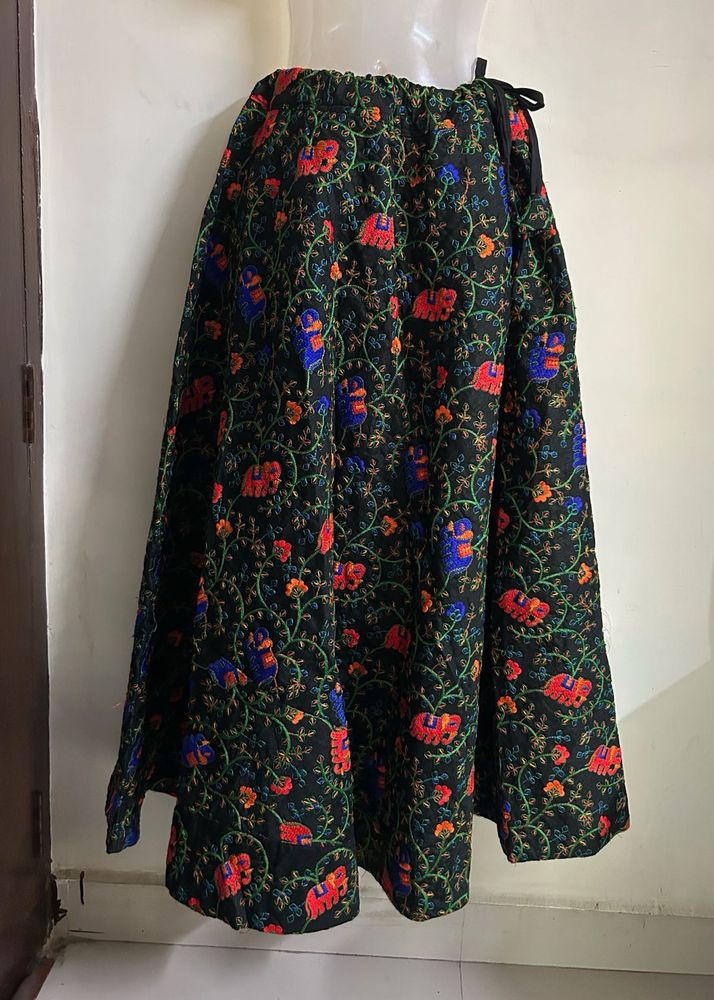 Boho Black Elephant Print Skirt