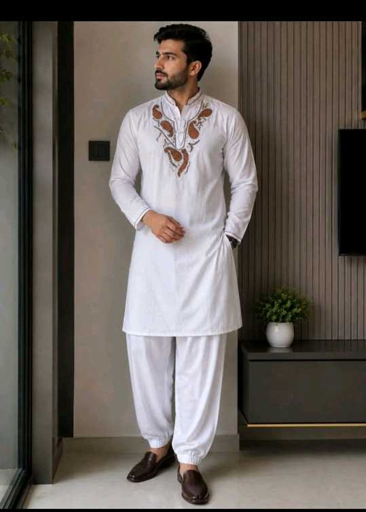 Men's White Kurta Pajama Set