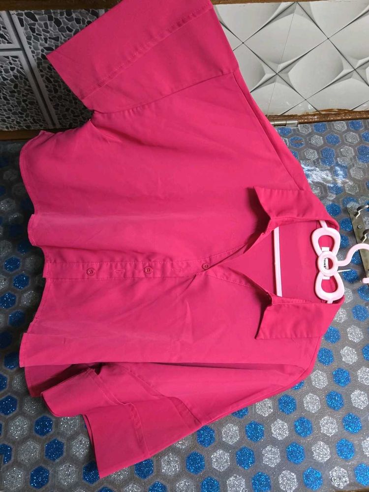 Bright Pink Button-Up Shirt