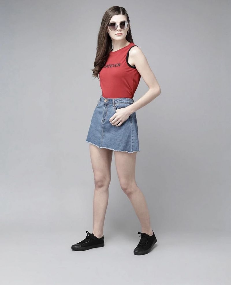 Red "Whatever" Graphic Tank Top