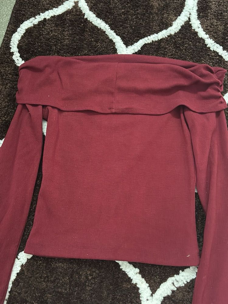 Maroon Off-Shoulder Top