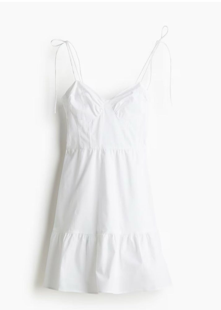 Tie-Top White Poplin Summer Dress