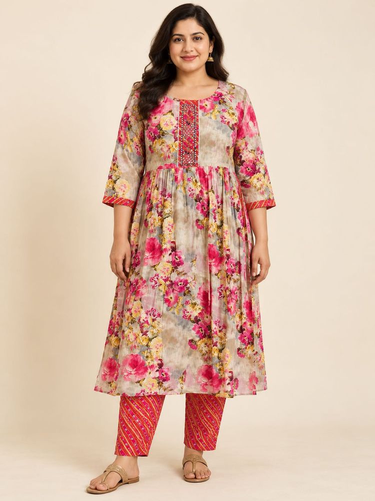 Floral Print Kurta with Pant Set