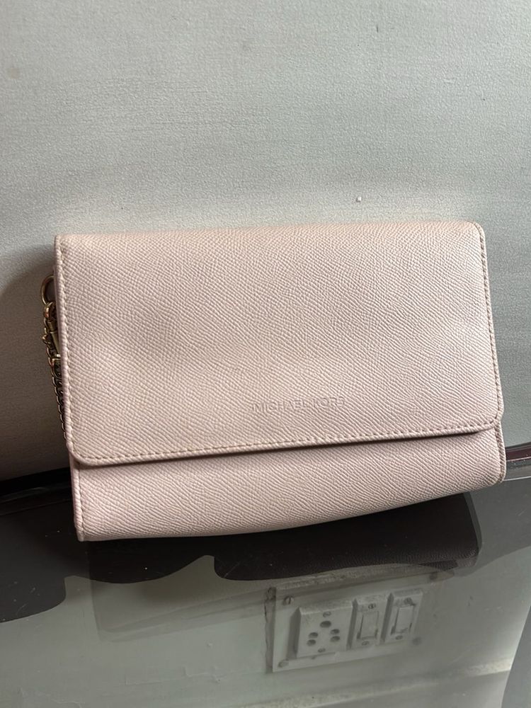 Michael Kors Pink Textured Clutch