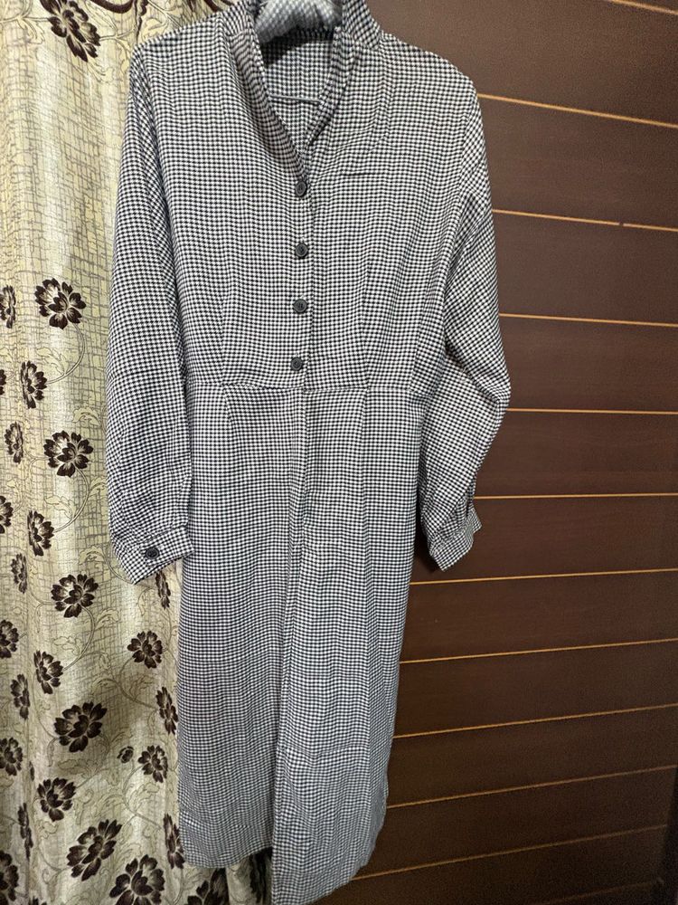 Classic Checkered Button-Up Dress