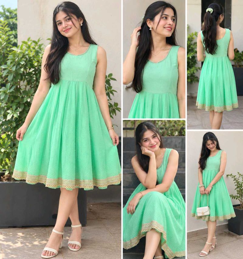 Beautiful Mint Green Ethnic Dress