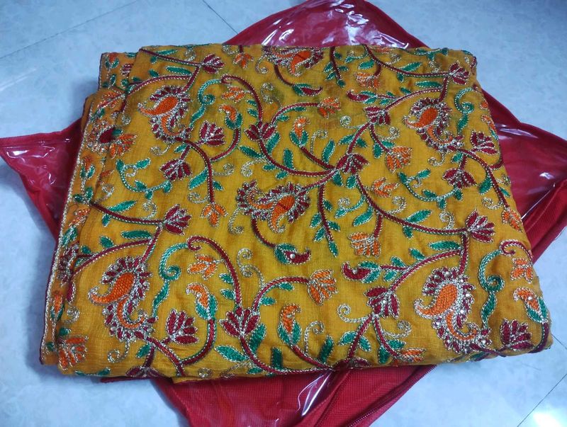 kashmir work saree