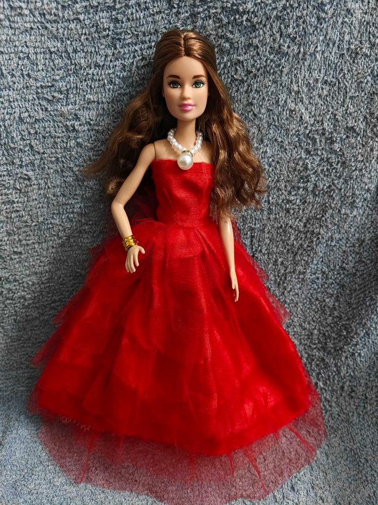 Elegant Red Gown Barbie Doll