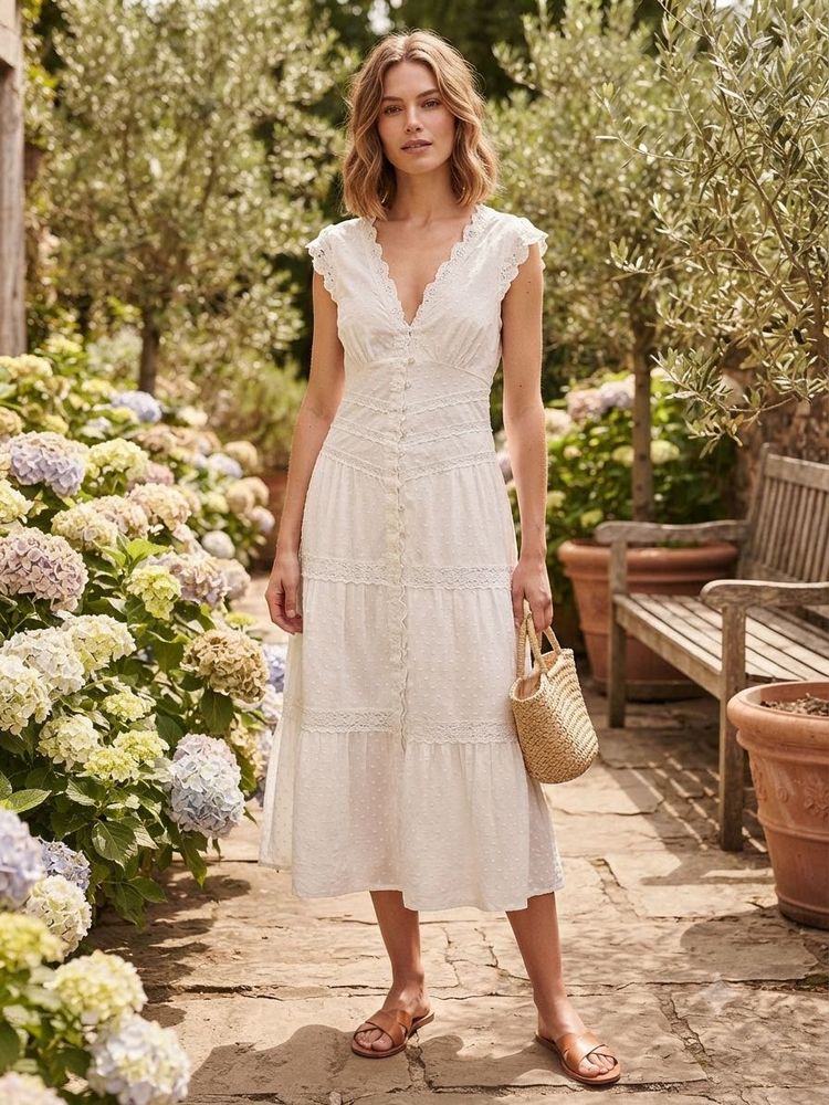Chic White Button-Down Dress